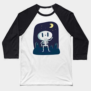 Cute Skeleton at Cemetary Baseball T-Shirt